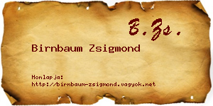 Birnbaum Zsigmond névjegykártya